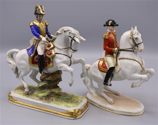 Augarten Vienna Riding School equestrian figure and a Dresden equestrian figure, Exelmans